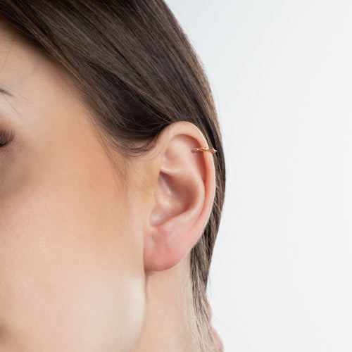 Kolczyki nausznice Savicki: srebrne pozłacane, cyrkonie